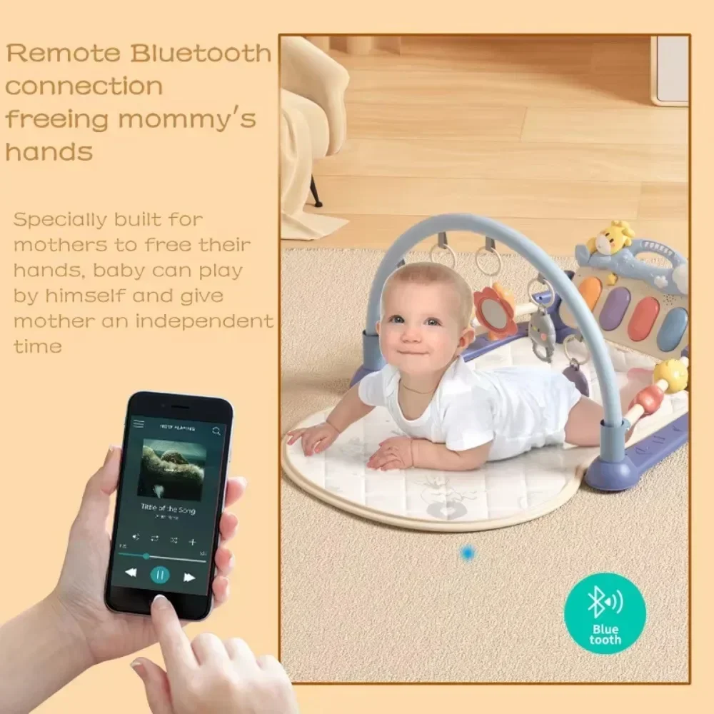 กิจกรรมเด็กเสื่อยิมเปียโนสัตว์ Rattle ของเล่น, ดนตรีเด็ก Gyms Play Mat กิจกรรมเกมผ้าห่มของเล่นสําหรับเด็กวัยหัดเดินทารก