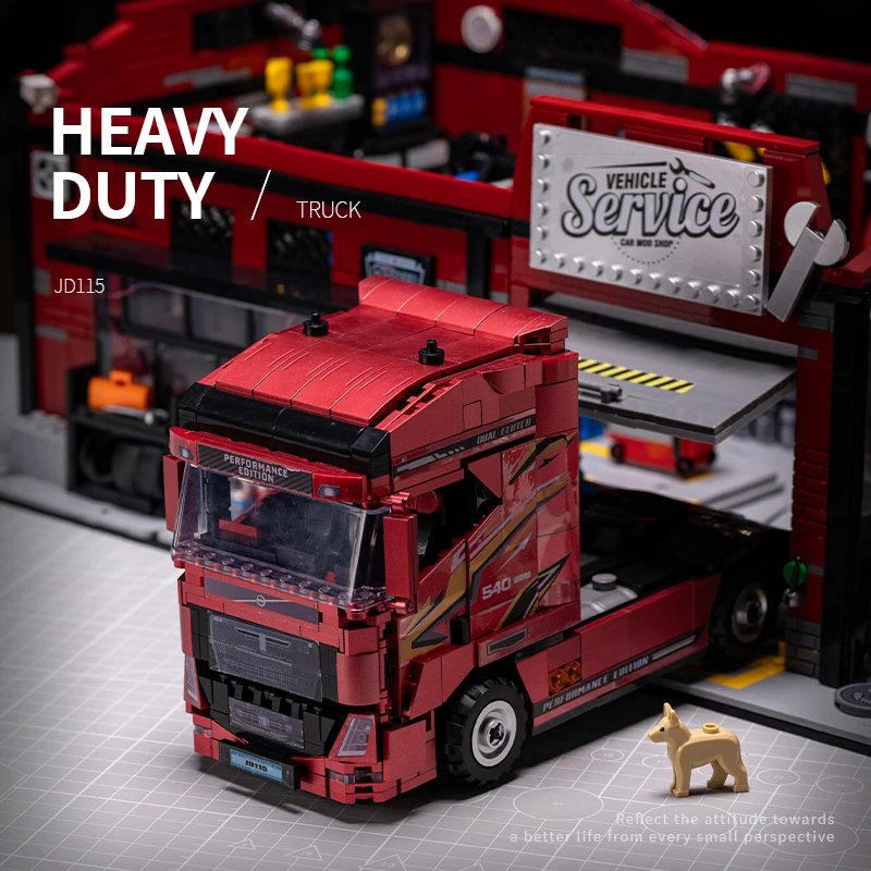 مجموعة مكعبات بناء شاحنة ثقيلة ومقطورة، نموذج مركبة نقل لمشهد شارع المدينة، طقم مكعبات للأولاد والكبار، هدية للأطفال 818 قطعة