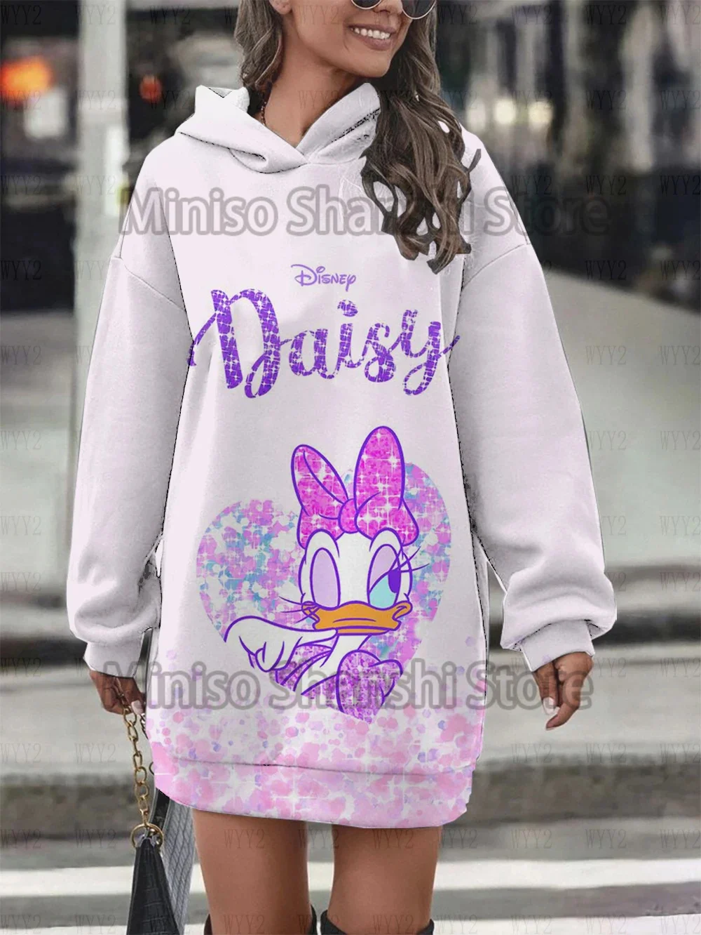 2024 Frauen neue Disney Kapuze lässig Straße minimalist ischen Stil modische Kleid Top Hoodies 3d Dikke Sweatshirts pour femme