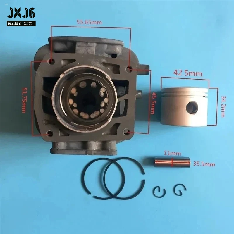 XMSJ 42.5mm Bore Cylinder Piston Kit for KAWASAKI TJ45 TJ45E KBL45 45.4CC 1.8HP Brush Cutter String Trimmer Engine Spare Parts