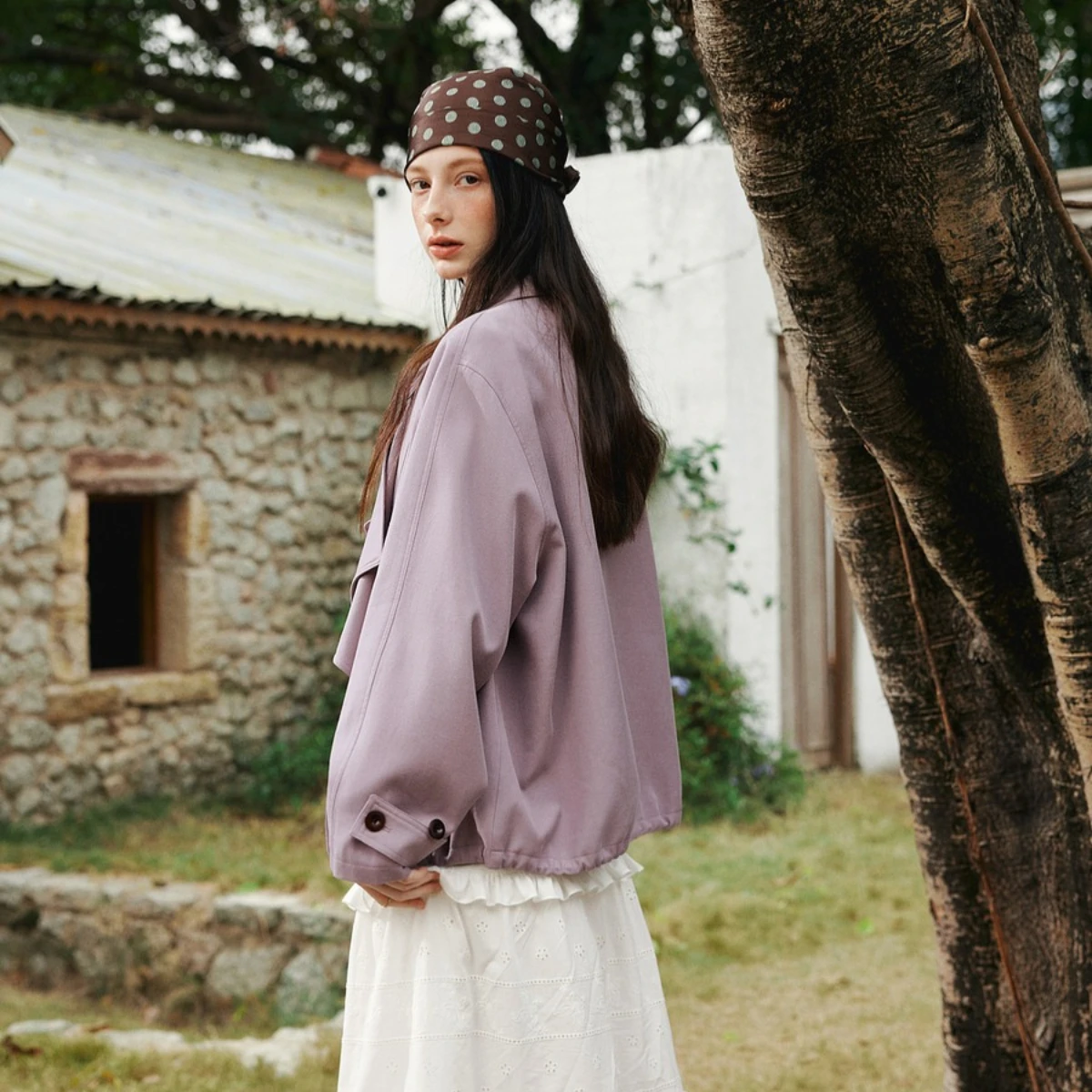 OLrain Frau Oversize Jacken Pendeln Kordelzug Graben Mantel Frau 2026 Frühling Solide Volle Hülse Weiblichen Kurzen Mantel GO58CW002815