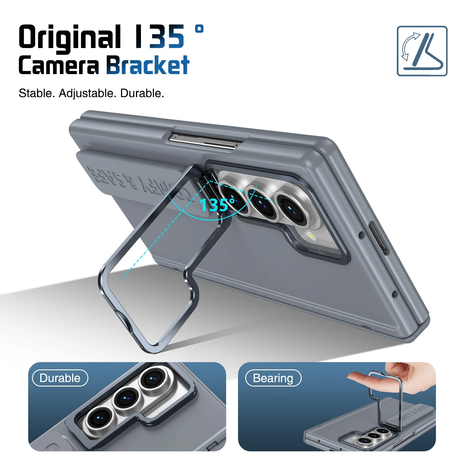 Camera Holder Hinge Protection Wrist Strap Phone Case For Samsung Galaxy Z Fold 8 Ultra  Z Fold 8 7 6 5 4 PC Hard Cover Fundas