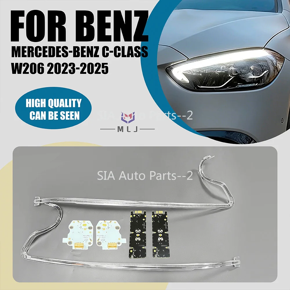 

Для Mercedes-Benz C-Class W206 2023-2025: Светодиодные модули фар, дневные ходовые огни, световодные трубки, полосы, ангельские глазки