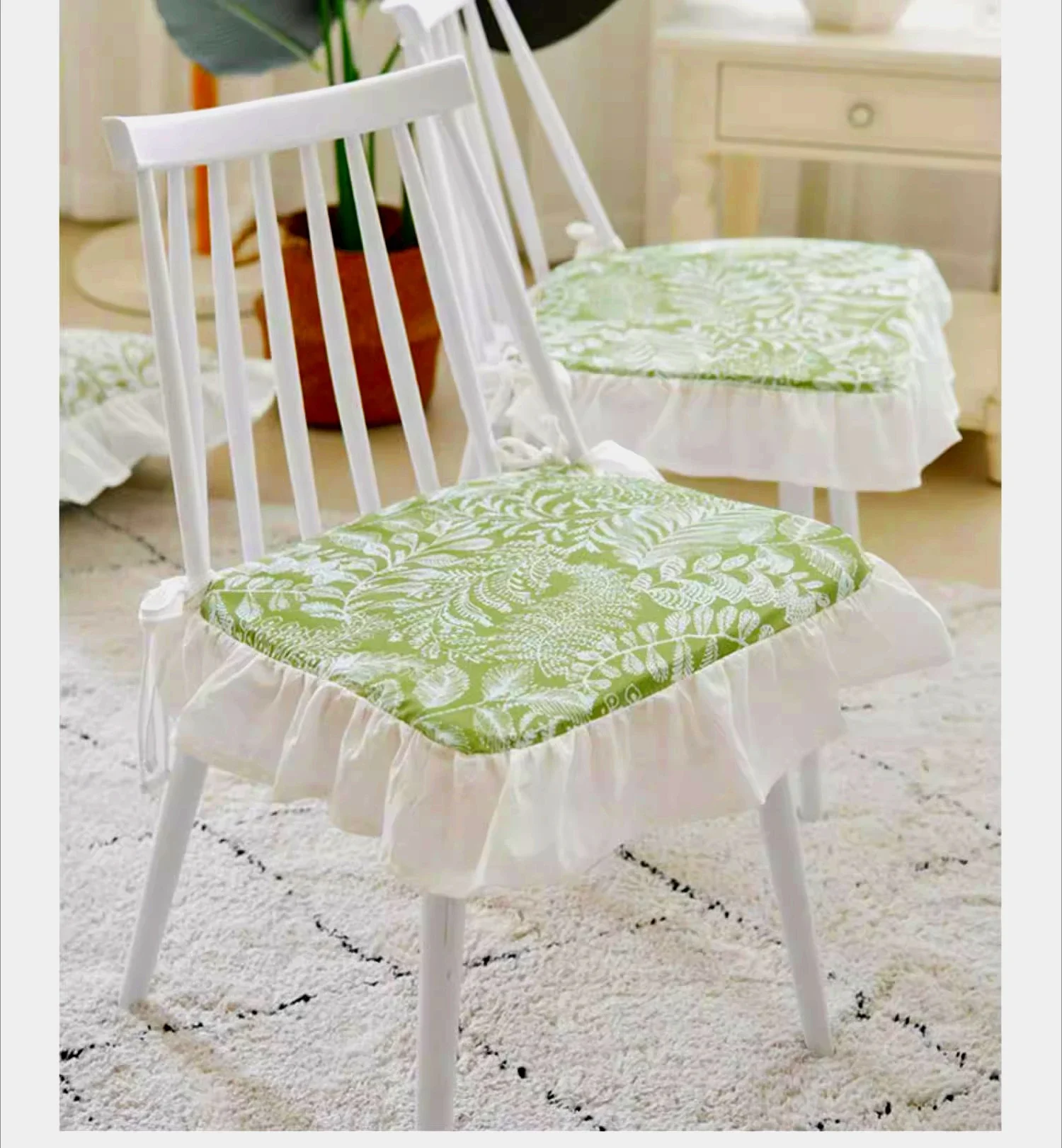 2PCS American-style Chair Cushion Cover, Dining Chair Cushion Cover, Anti-slip Flatbed Detachable Washable French Cushion Cover