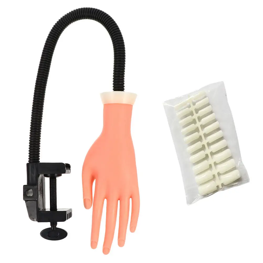 

1Set Silicone Fake Hand with Realistic Fake Nail Tips for Nail Art Practice Manicure Training Beginners Salon Artists Reusable