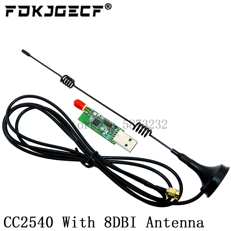 Bild 5: CC2531 Zigbee Emulator CC-Debugger USB-Programmierer CC2540 Sniffer mit 8DBI-Antenne Bluetooth-Modulanschluss Downloader-Kabel