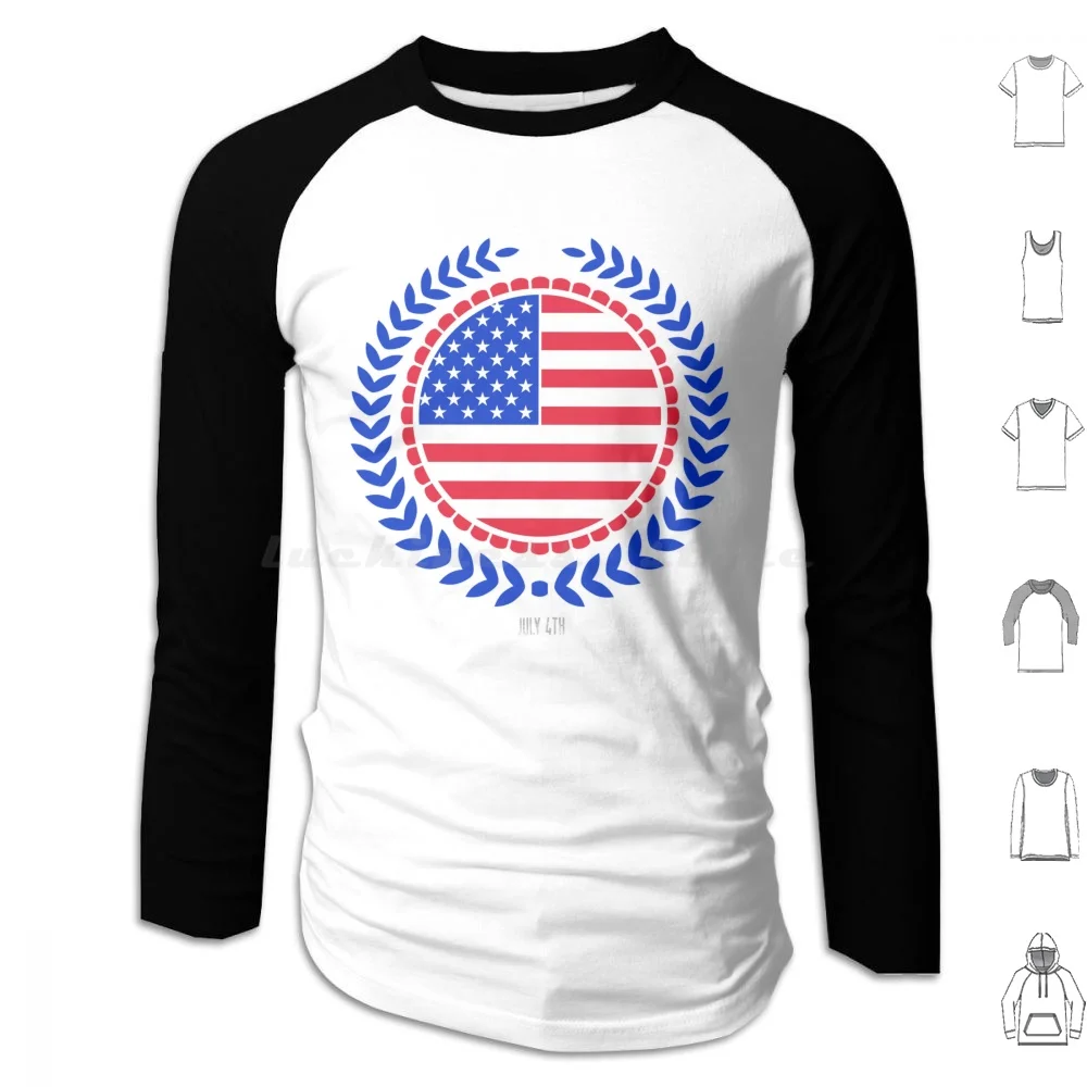 July 4th American Flag Circle ? Day Hoodie cotton Long Sleeve 4th July July 4th Day American Flag Usa Usa Flag Bbq