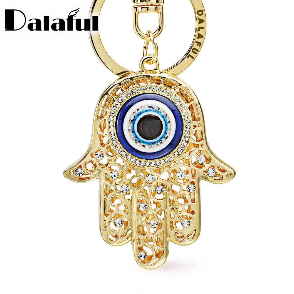 Chic Lucky Hamsa Fatima Hand Eyes Keychains Charm Amulet Purse Bag Buckle Pendant For Car Keyrings keychains holder women K236