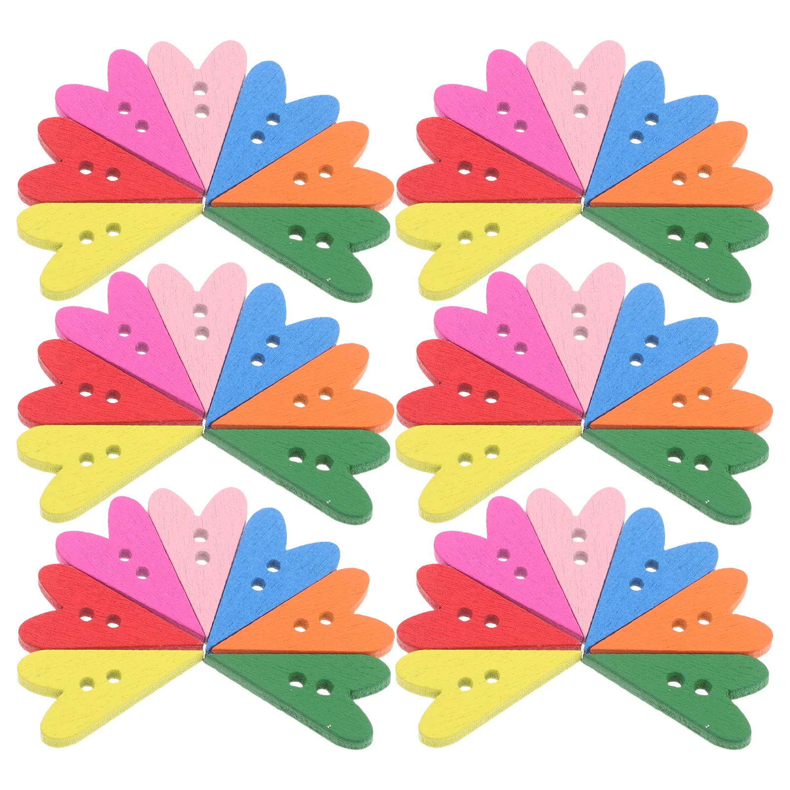 

500 Pcs Colored Wooden Buttons Heart Sewing Solid Shaped Heart-shaped Shirt Cutouts for