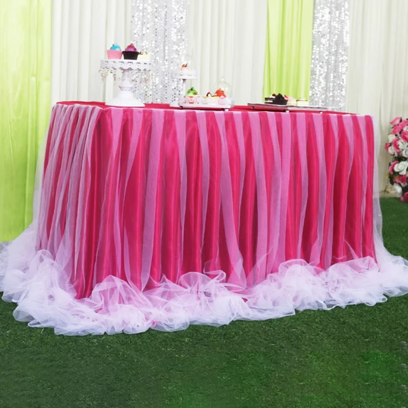 Ice Silk Organza Wedding Table Skirt for Table Cloth Party Wedding Birthday Party Baby Shower Banquet Decoration Table Skirting