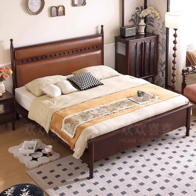 

Wooden Castle Bed Bedroom Double Frame Loft Massage Bed Design Simple Sleeping Platform Letto Matrimoniale Trendy Furniture