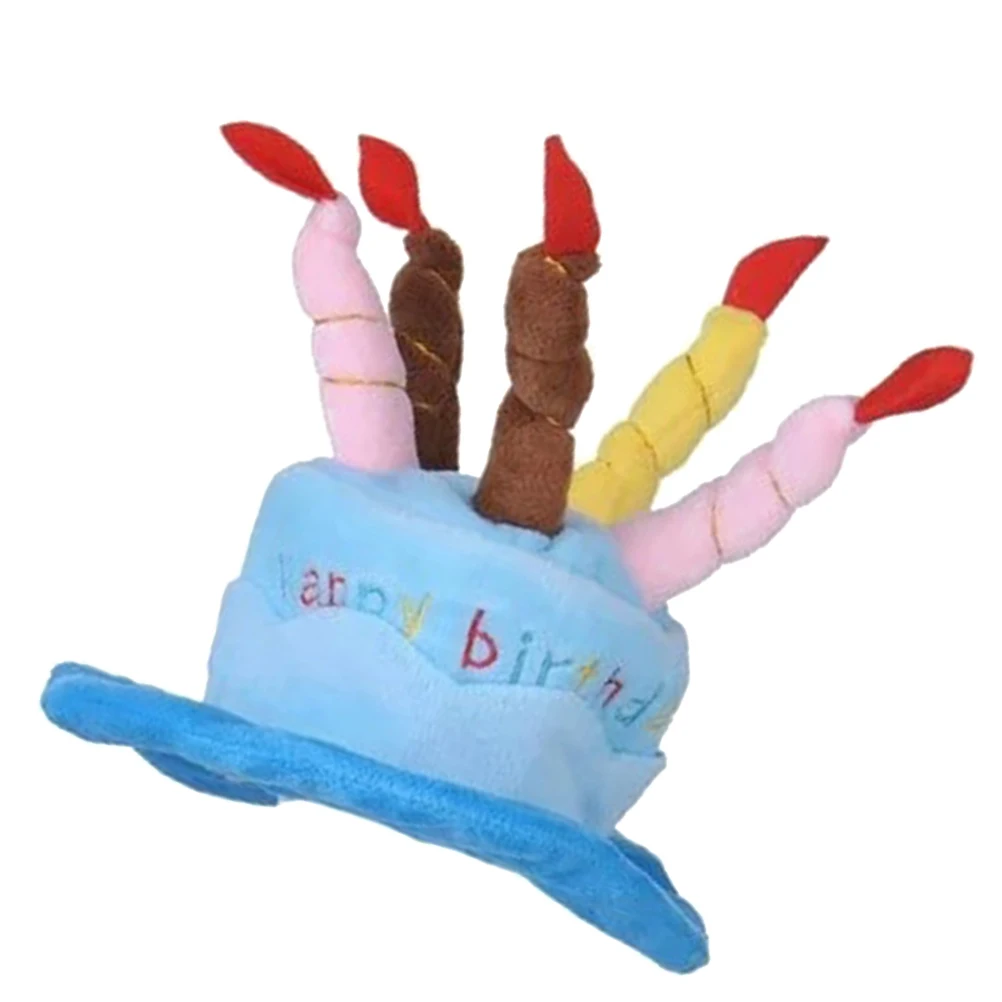 

Birthday Cake Pet Hat Dog Happy Party Cute Cosplay Headwear for Dogs Cats with Candles Design Blue