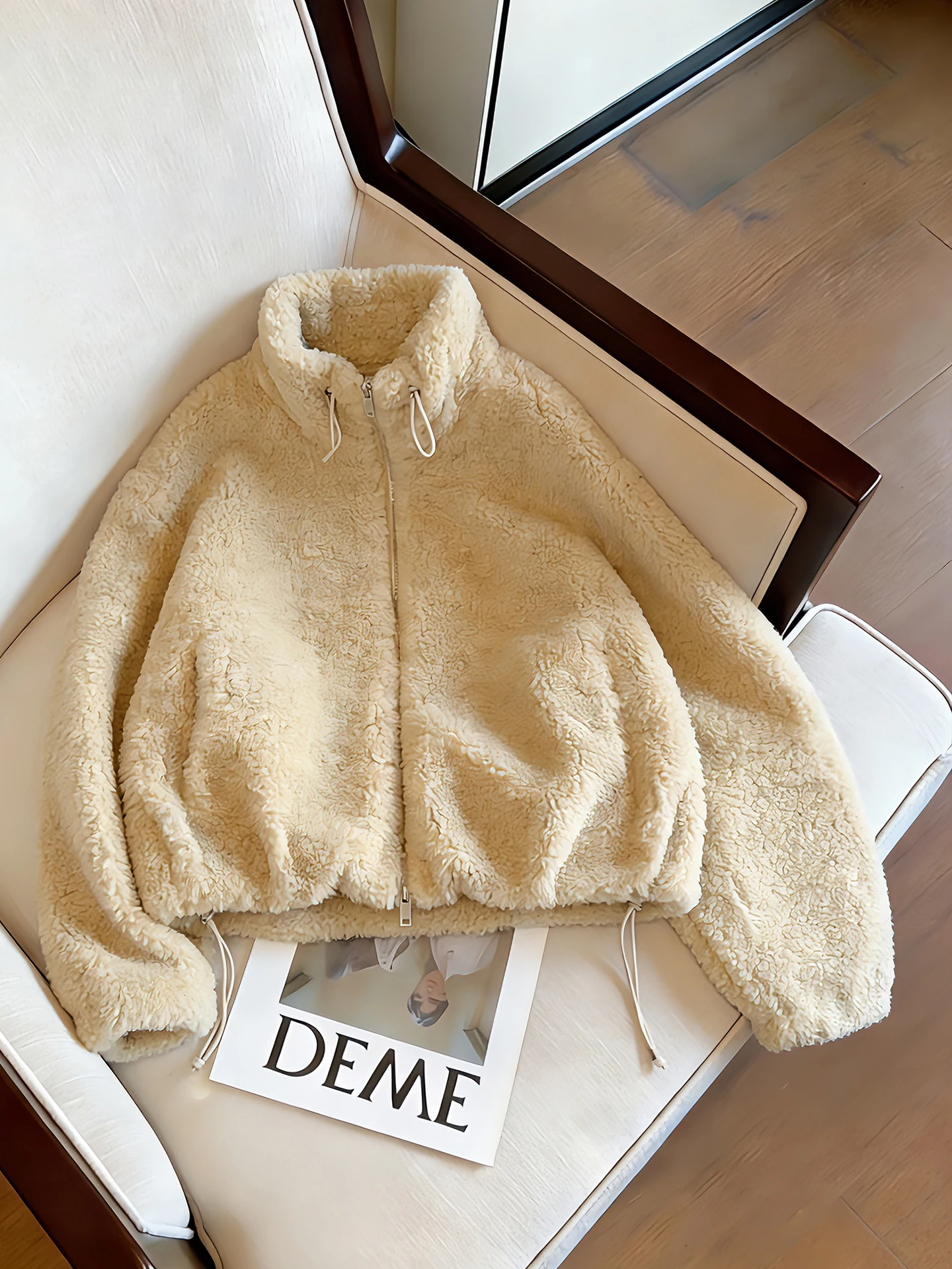 

Женский тюнер из меха ягненка, осенне-зимний модный свободный теплый кардиган на молнии с воротником-стойкой, нежный модный топ