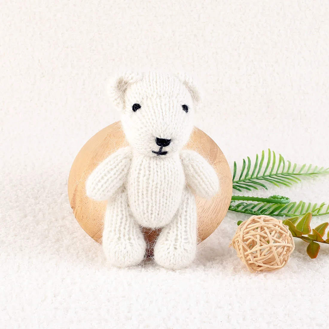 

Handmade Knitted Teddy Bear Toy Newborn Photography Props Crochet Mohair Stuffed Animal Doll Photo Shoot Prop