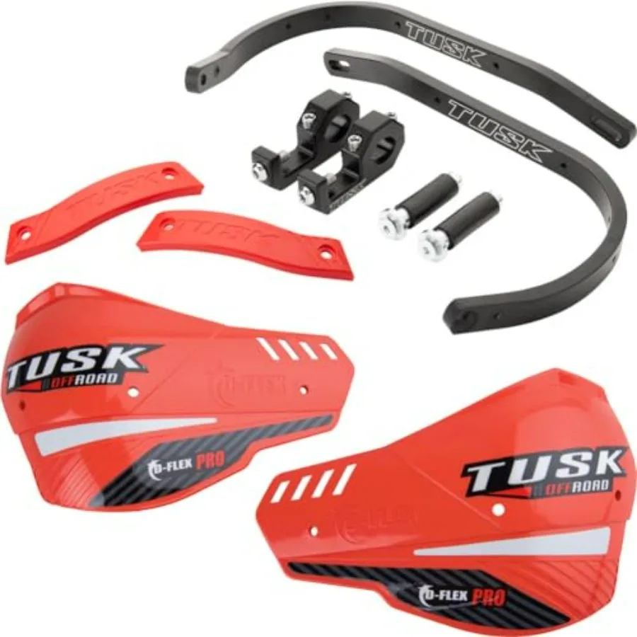 

D-Flex Pro Adventure Handguards – Black Aluminum Bar/Red MX-Style Shields – Universal Fit – Fits 7/8" Handlebars - Compatible wi