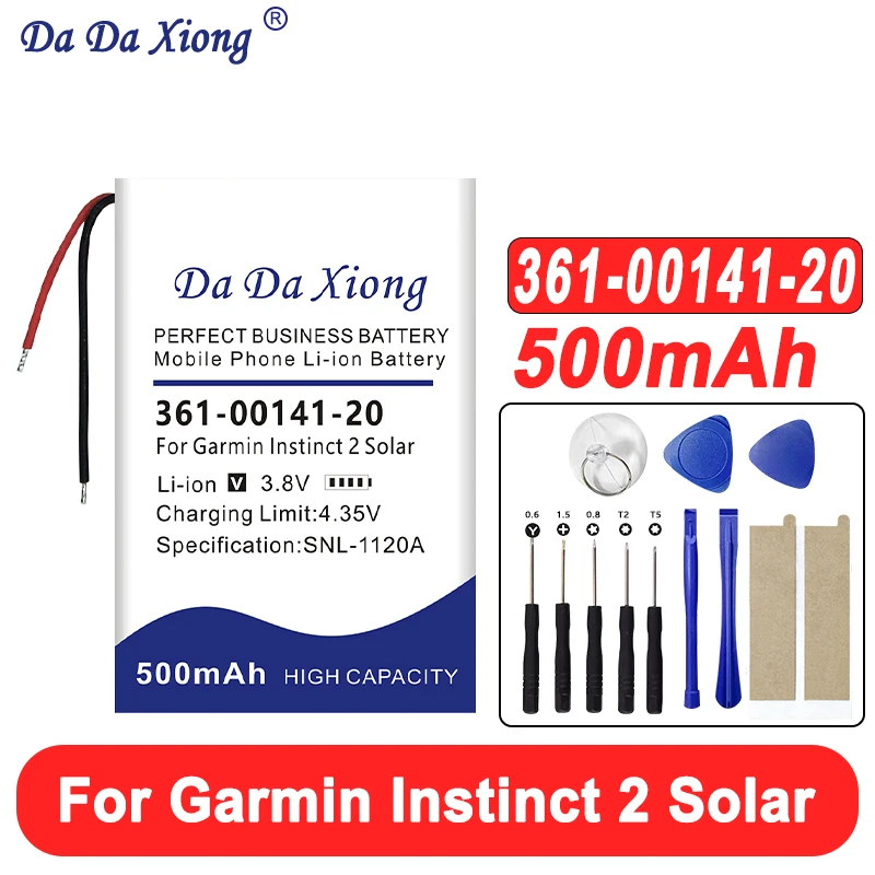 

DaDaXiong 500mAh 361-00141-20 Battery for Garmin Instinct 2 Solar Watch + free tools