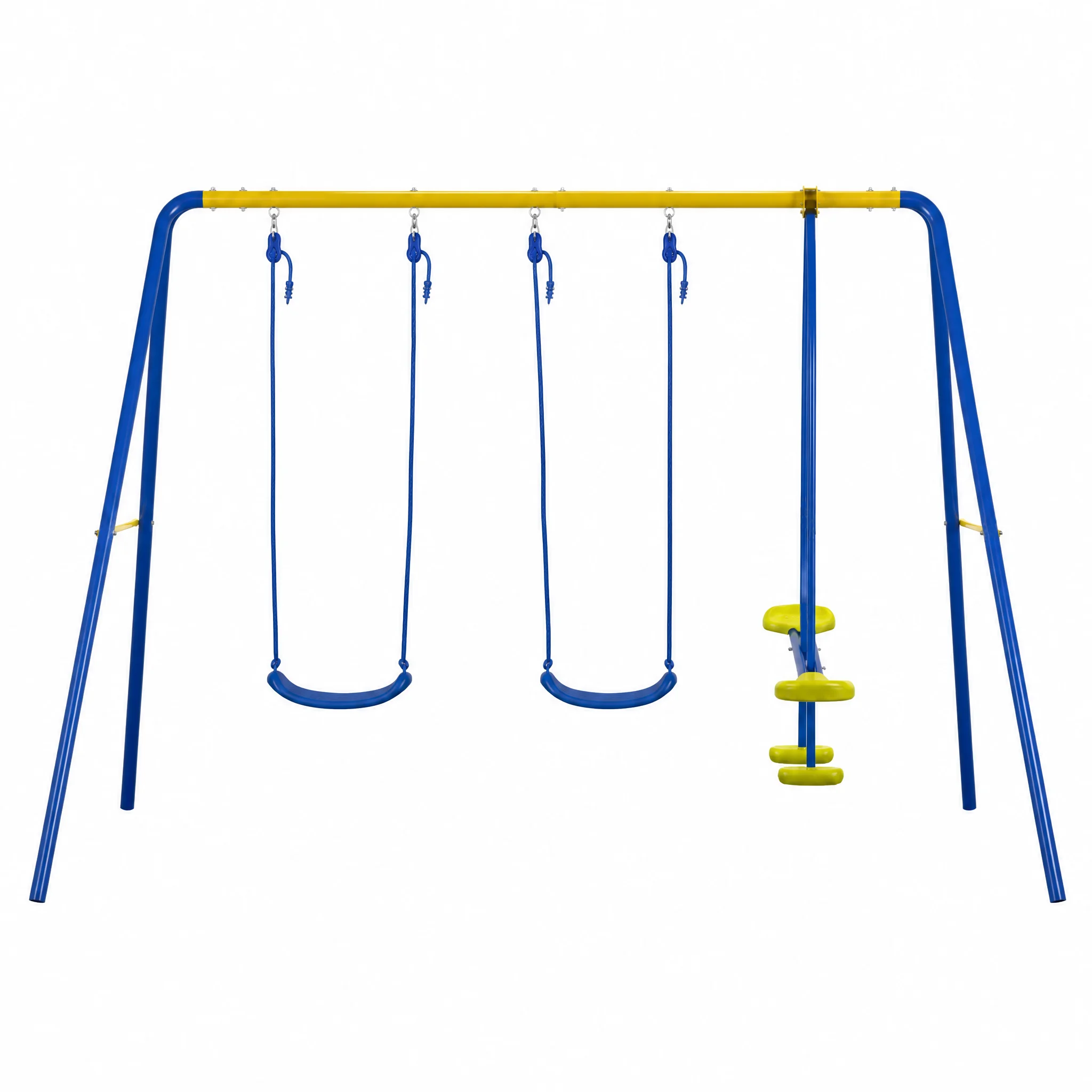 HLC Gartenschaukel 3-in-1-Multifunktionsschaukel mit Metallgestell, mit 1 Gegenüberliegender Schaukel und 2 Schaukelsitzen, maximale Belastung 250 kg, Abmessungen cm x cm x cm
