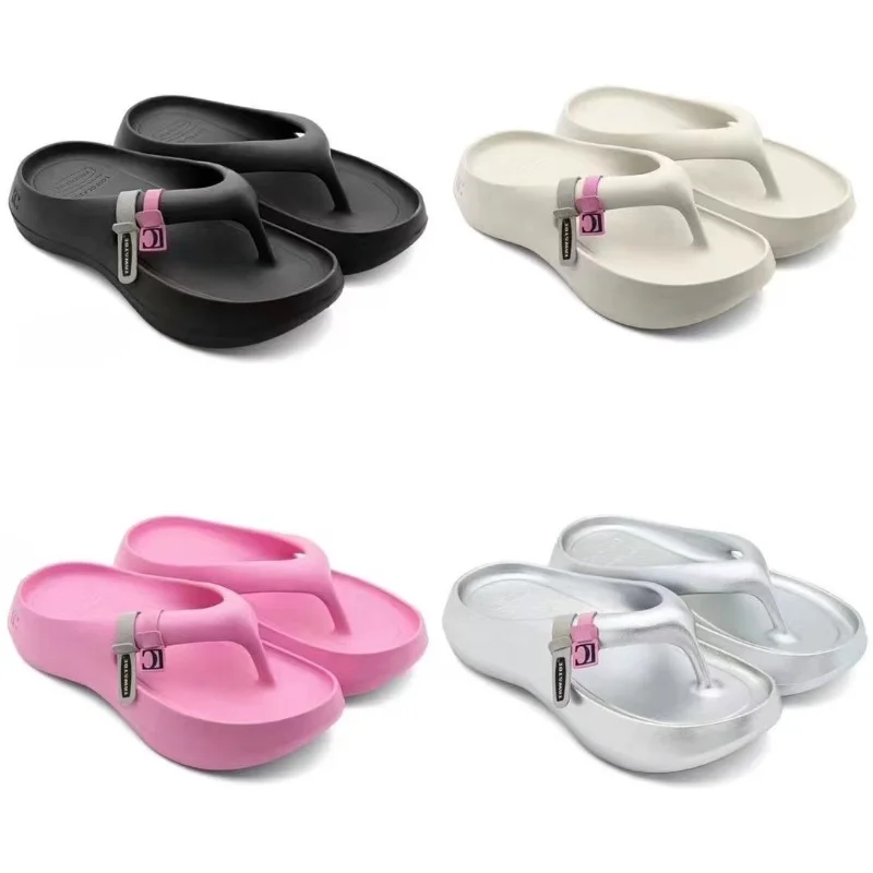 Women Slippers New Summer Fashion Thick Soled Beach Flip Flops Non Slip Outer Wear Comfortable Rose Red Slippers for Women