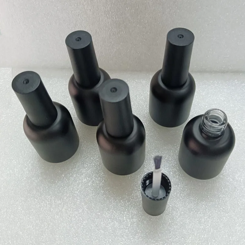 5 Stück 20 ml Glas-Nagellackflaschen, leer, mattschwarz, nachfüllbare Nagellackbehälter mit Pinsel und Verschluss – Detail 5