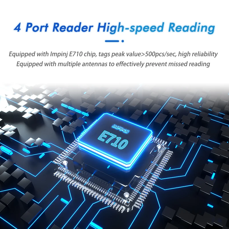 EPC ISO18000-6C Impinj E710 Lector de tarjetas de control de acceso de 4 puertos UHF RFID Lector de largo alcance de 15 m