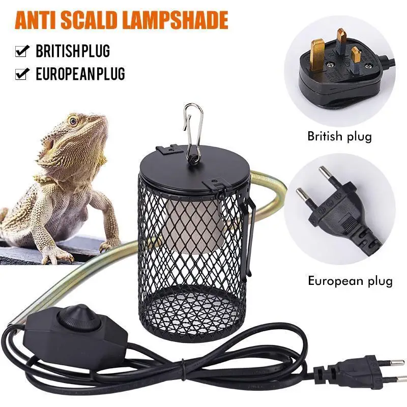 2Pcs Lamp Reptile Heat Lampshade Pet Heater Guard Timeable Anti-Scalding Preservation Infrared Ceramic Heat Lamp Lizard Turtles