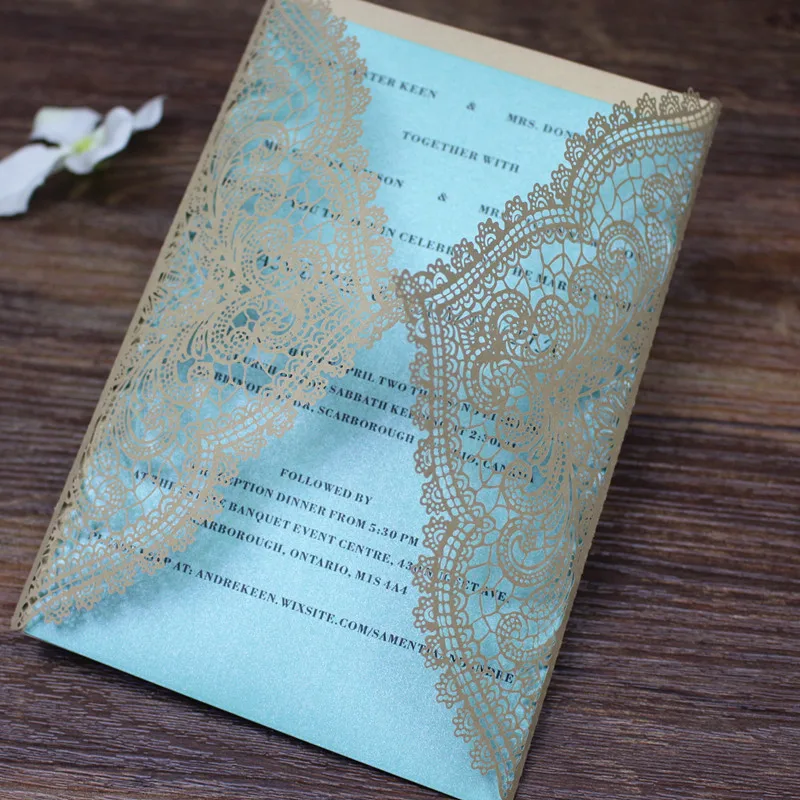 Elegant Laser Cut Invitation Card Wedding Marriage Birthday Gift Cards Custom Printing 50 Sets