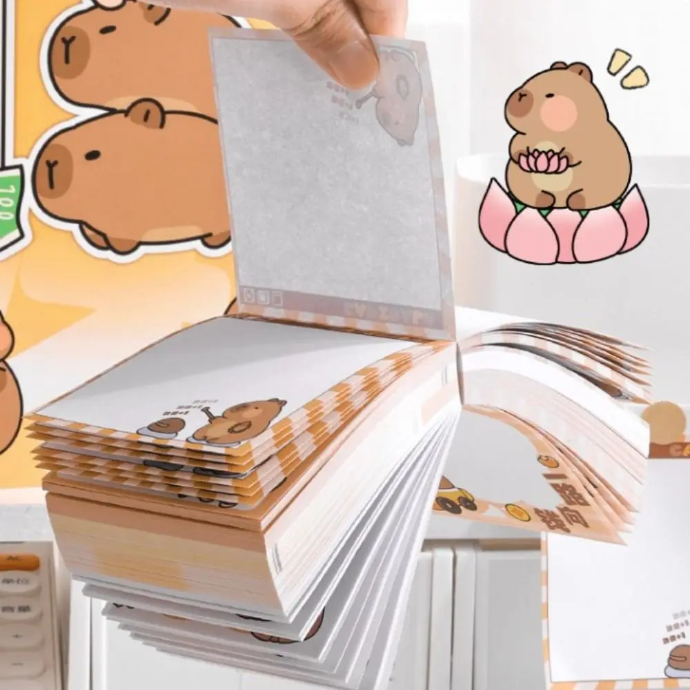 Kawaii Praça Memo Notepad, Bonito Capivara Nota Papel, Bloco de notas não pegajoso, Papel Lembrete Memo dos desenhos animados, Material Escolar, 400 Folhas