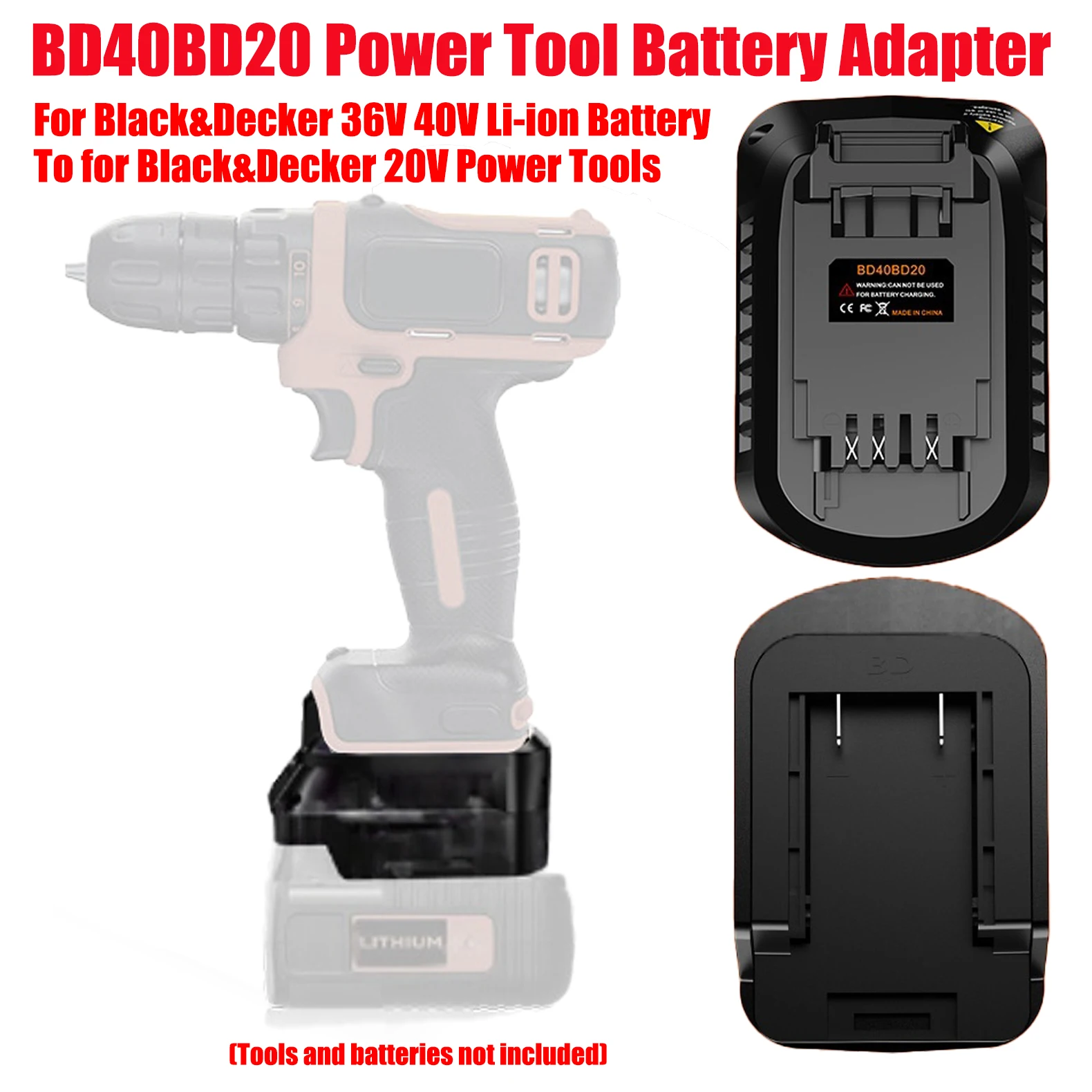 HAKSINKY أداة محول البطارية BD40BD20 لبلاك اند ديكر 36 فولت 40 فولت بطارية تحويل إلى لاستخدام أدوات كهربائية لاسلكية بلاك اند ديكر 20 فولت #6