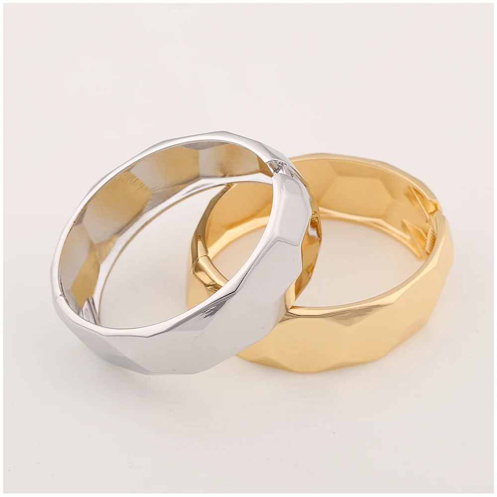 European Geometric Round Bangle For Women Alloy Gem Surface Stylish Unique Design Bracelet Fashion Trendy Chic Elegant Cool Gift
