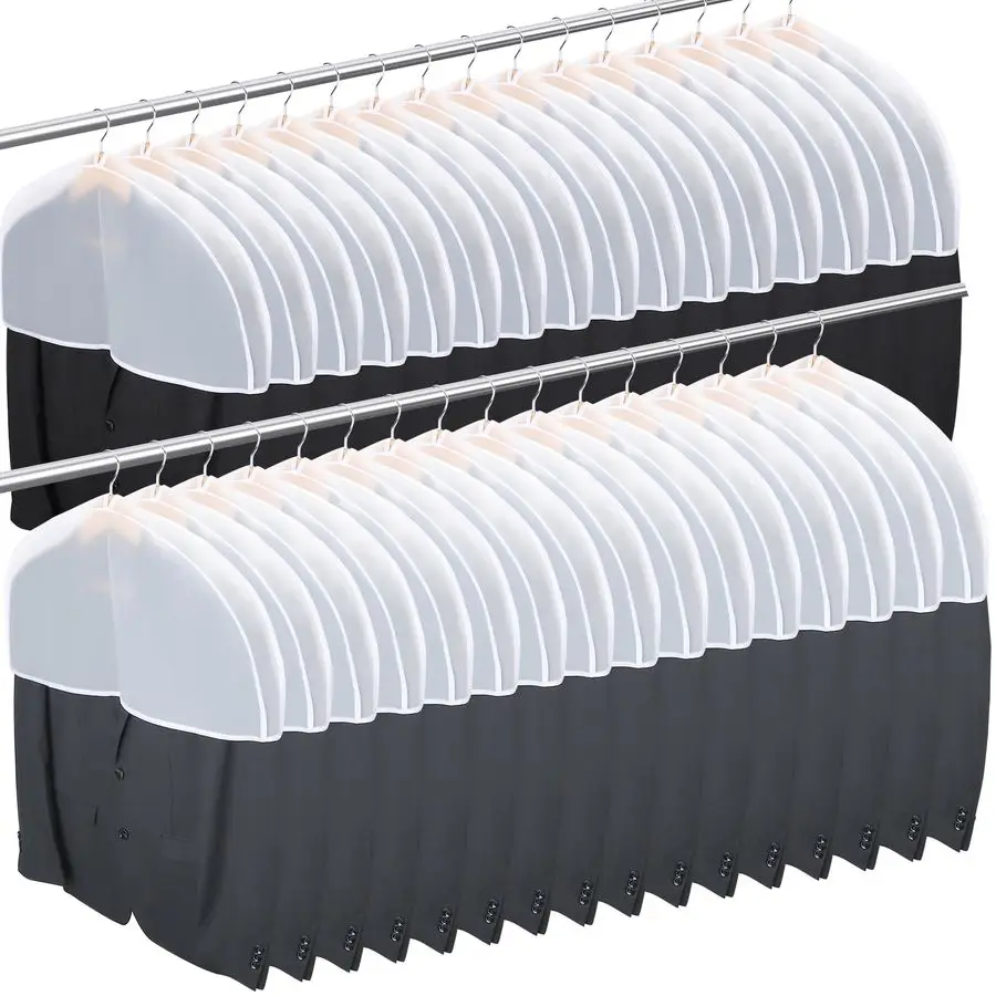 

Чехлы для одежды, 24x12x2 дюйма, упаковка 32 шт., чехлы для хранения одежды в шкафу, дышащие прозрачные пластиковые чехлы для одежды.