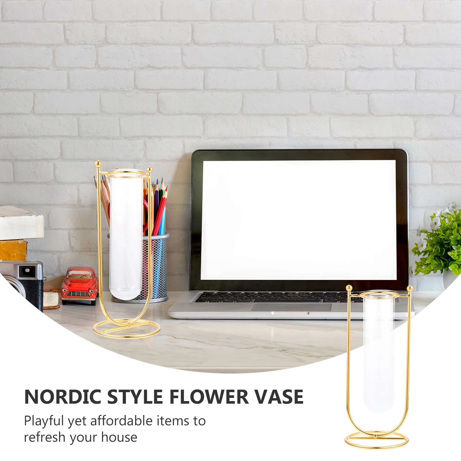 

1Set U-Shaped Flower Vase Nordic Style Glass Iron Material Flower Arrangement Decoration Home Decor Hydroponic Desk Ornament