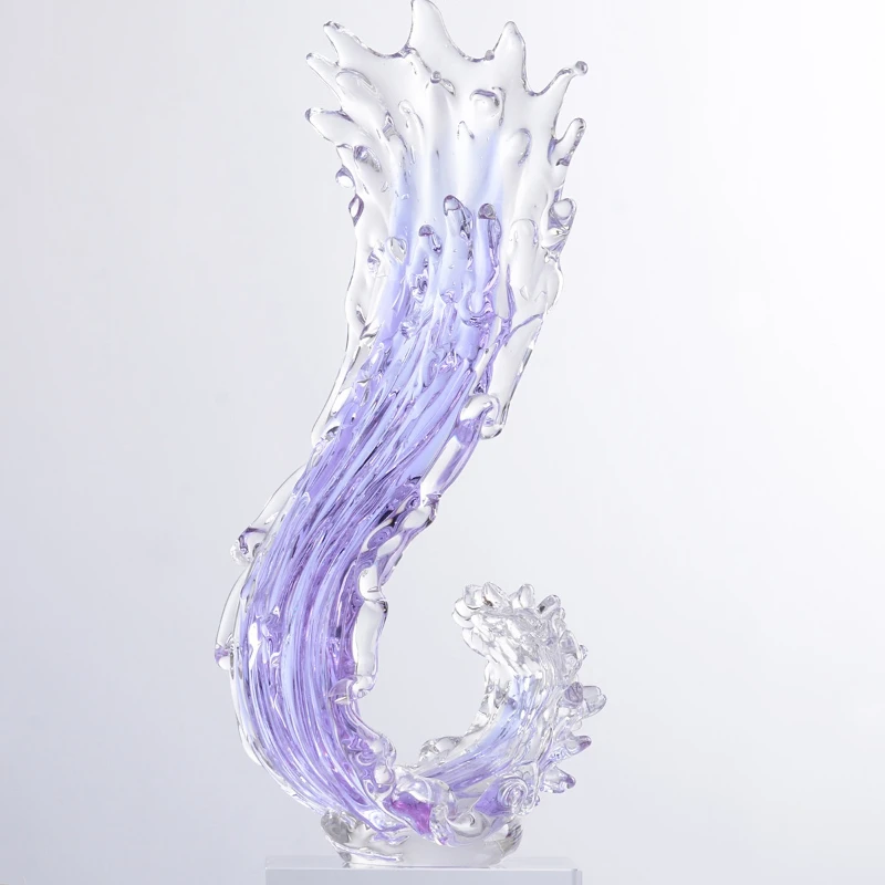The wind and water rise the waves, light luxury, simple and high-end glass ornaments, entrance gift table decoration ornaments