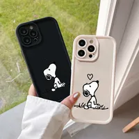 Snoopy Cute Cartoon Fashion Logo Shockproof Case For iPhone 16 15 14 13 12 11 Pro X Xs Max 8 7 15 16 Plus Soft TPU Cover WK285