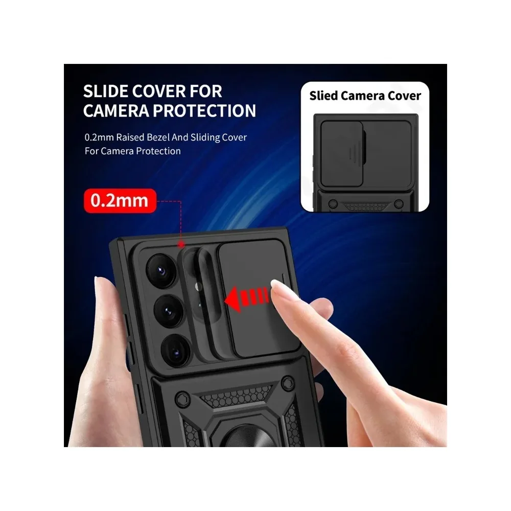 Case For Samsung S24 S23 S22 Ultra S21 S20 FE Galaxy A25 A35 A54 A14 5G Camera Lens Cover Phone Ring Stand Armor rotate Cover image 2