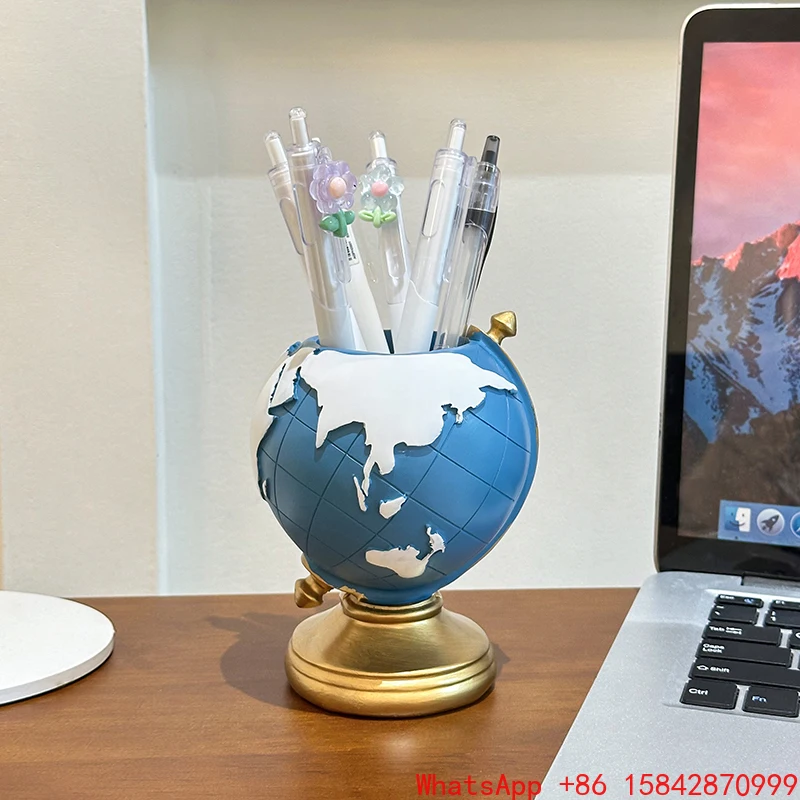 

Creative globe pen holder office desktop storage cylinder