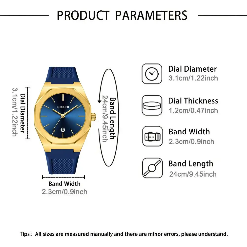 4-Piece Men's Business Sports Fashion Set, Men's Watch and Bracelet Necklace Set, Suitable for Daily Multifunctional Formal Wear, Birthday/Holiday Gift, Ideal Gift for Back-To-School/Valentine's Day/Christmas/Father's Day