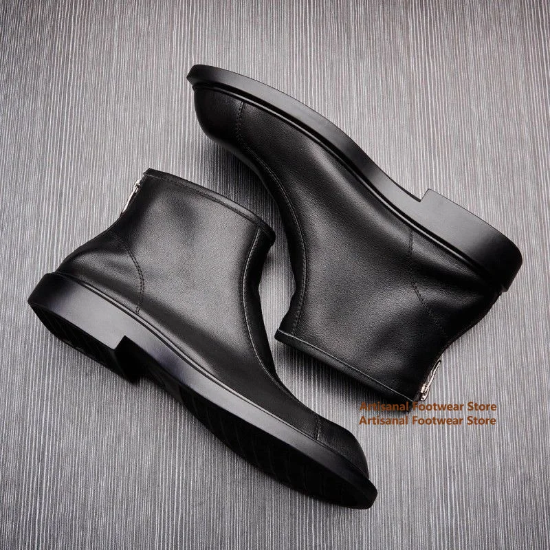 جلد البقر الجانب سستة تشيلسي أحذية الرجال النمط البريطاني عالية أعلى الأحذية الجلدية العصرية شعبية رجال الأعمال مكتب الرجال الأحذية #3