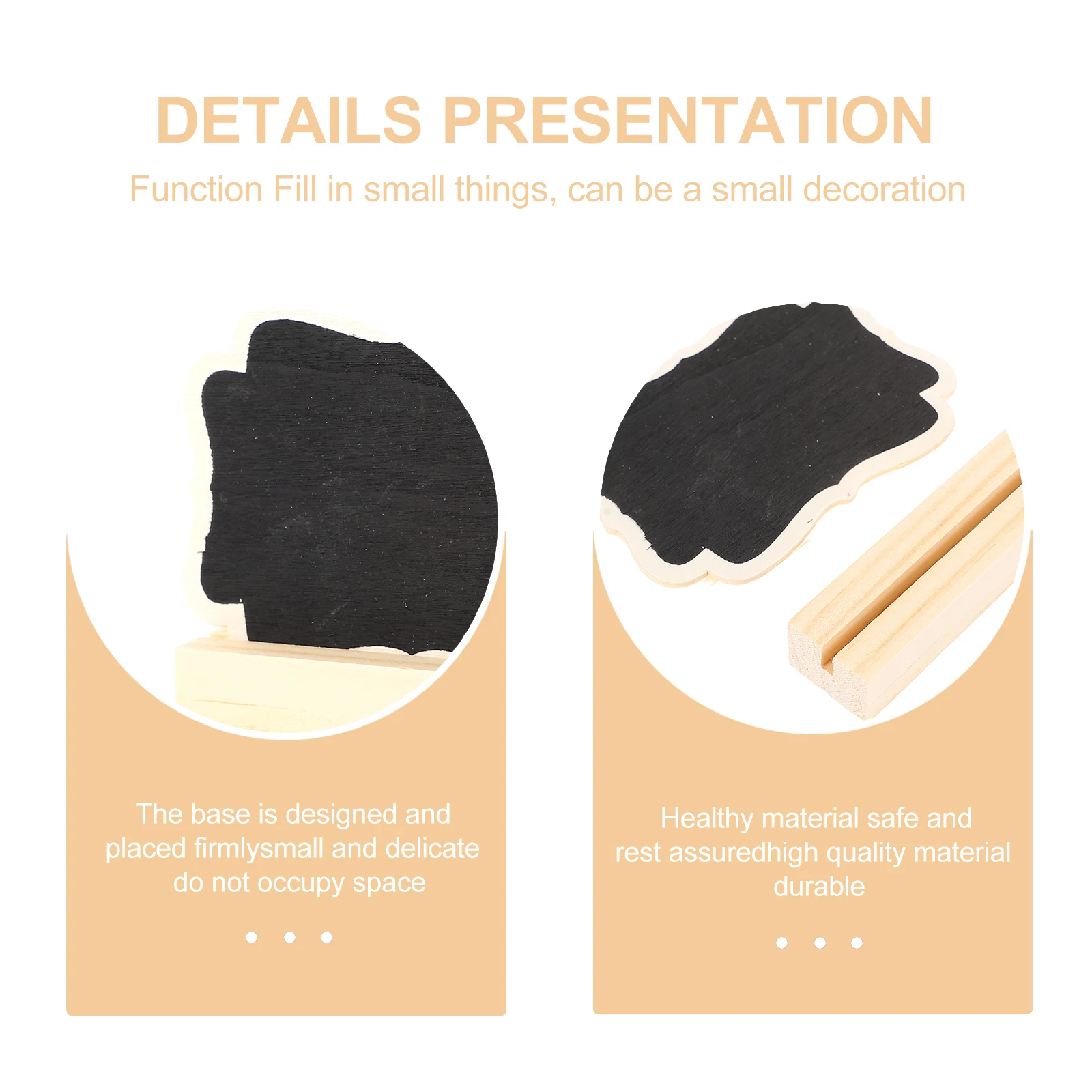 

10pcs Mini Wooden Blackboard Sturdy Craft Chalkboard Thick Foldable Reusable Oval Wedding Decor Table Number Display