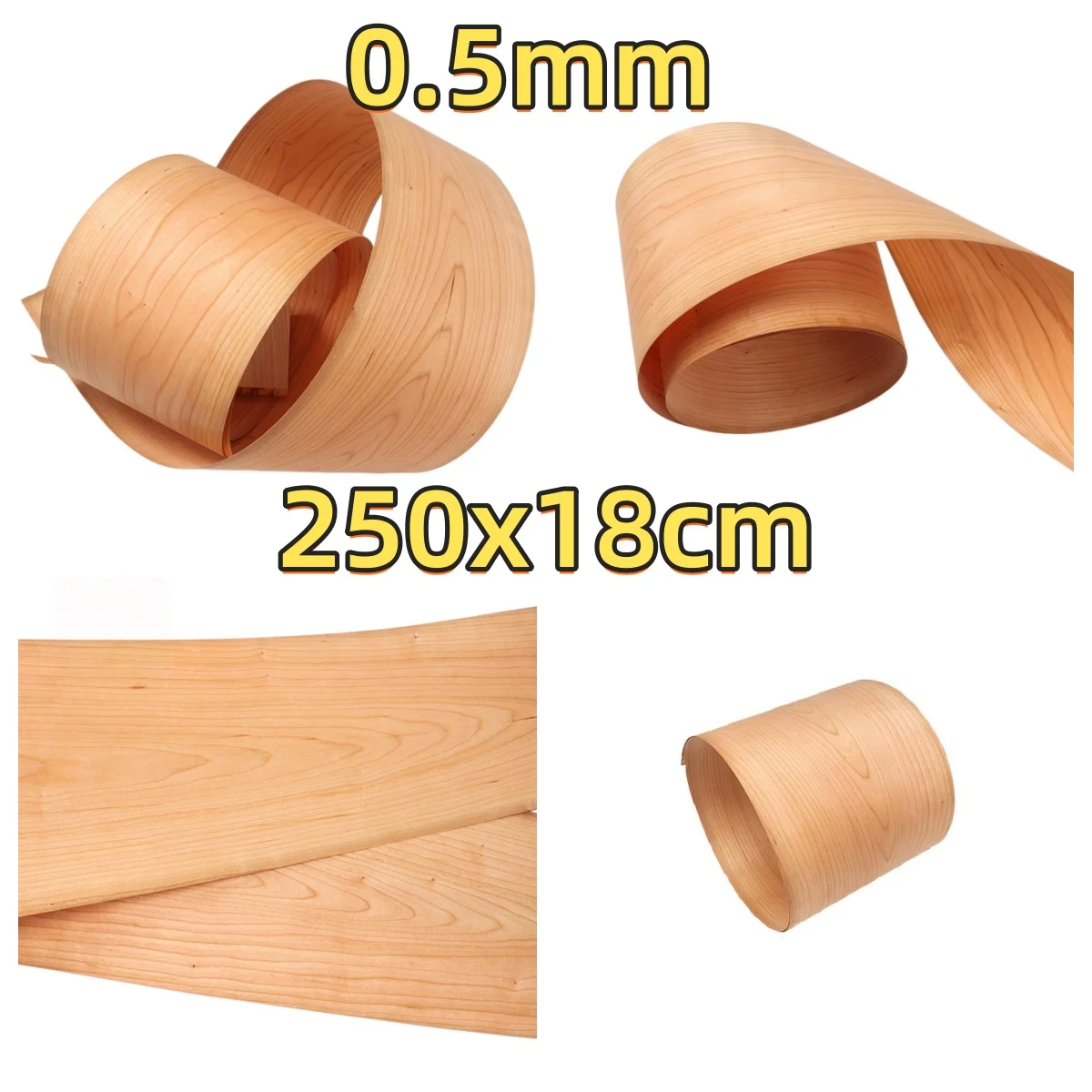 

Natural Cherry Figured Veneer, 0.5mm, 250x18cm, For Hotel Lobby Wall Decoration & Column Wrapping.