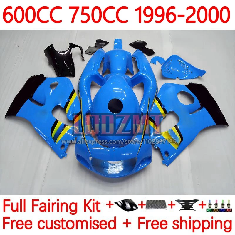 Body For SUZUKI SRAD GSXR 750 600 GSXR750 GSXR600 1996 1997 1998 1999 2000 GSX-R600 96 97 98 99 00 RIZLA blue Fairing 91No.1