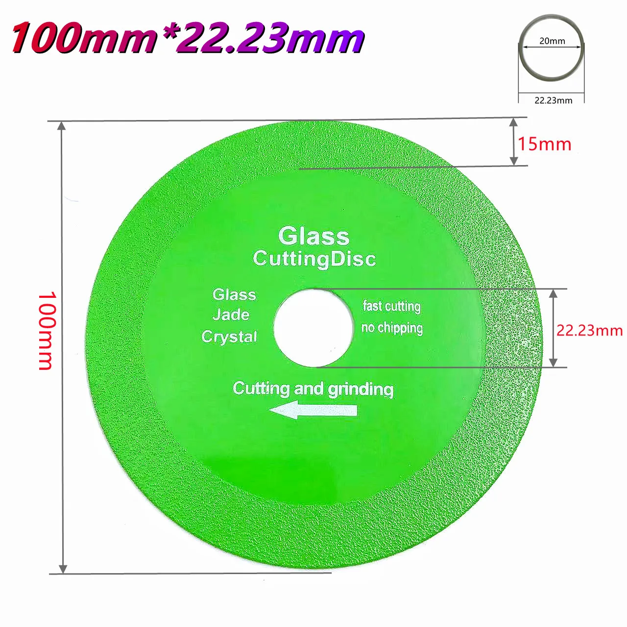 Diamond Marble Saw Blade, Disco De Corte De Vidro, Jade Crystal, Garrafas De Vinho Moagem, Ferramenta De Moagem, 100, 115, 125mm, 22.23mm