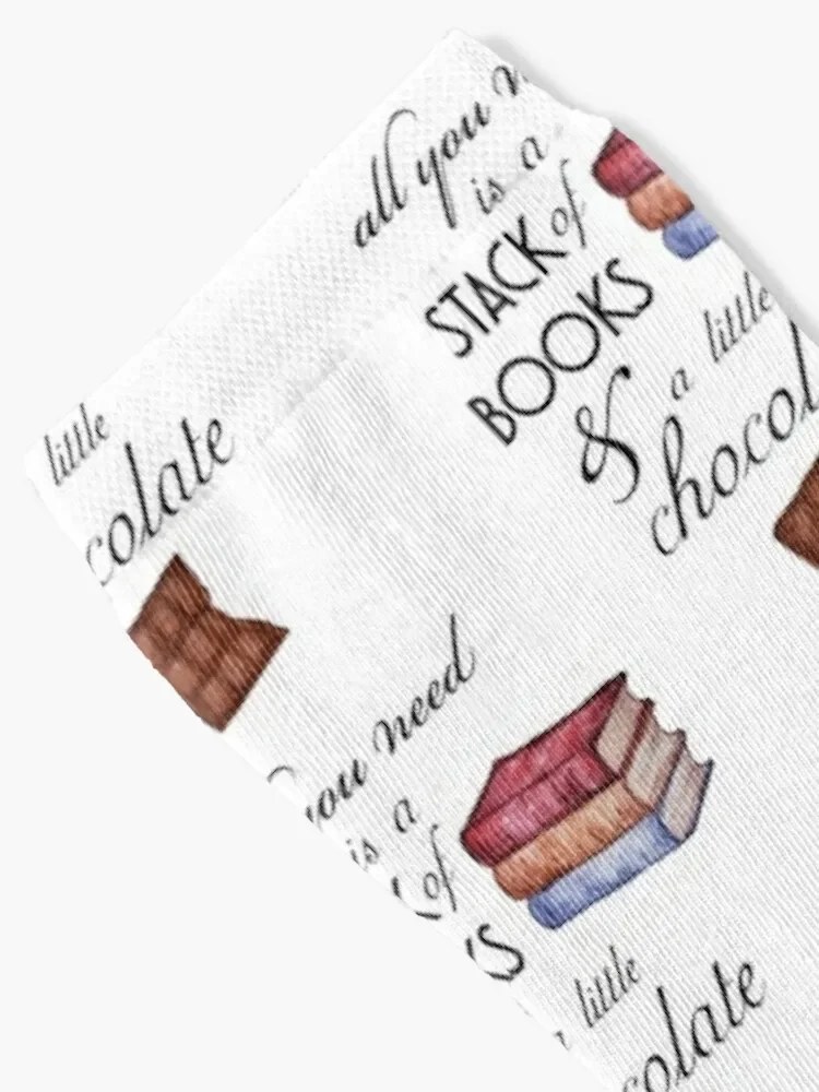 Books and Chocolate All You Need Socks shoes Thermal man winter Woman Socks Men's