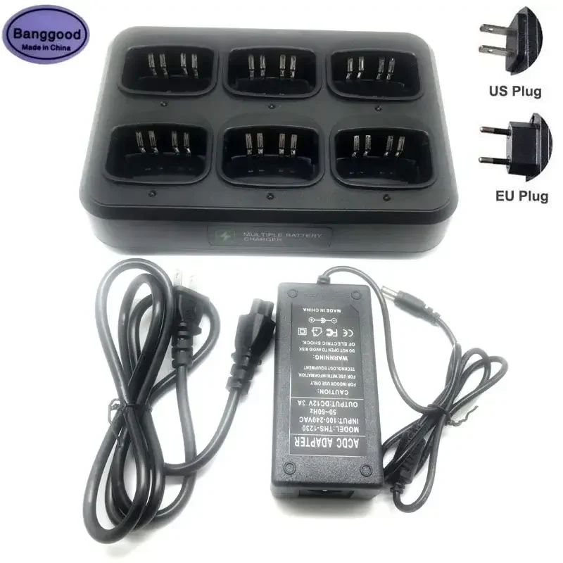 Многоблочное шестистороннее быстрое зарядное устройство для Motorola GP320 GP328 GP338 GP340 GP360 HT1250 MTX8250 PRO5150 Walkie Talkie