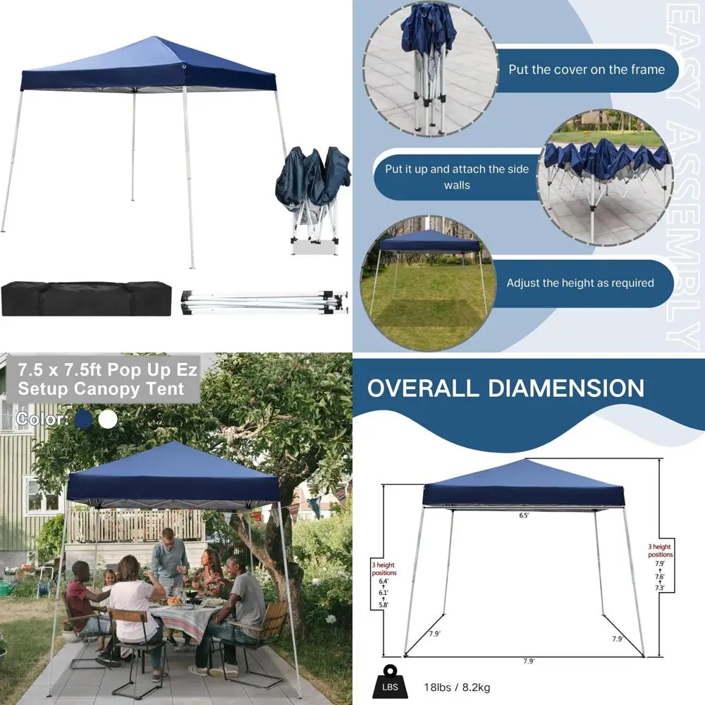 

Выдвижная коммерческая палатка-альтанка Outvita Canopy 7,8x7,8 дюйма, водонепроницаемая палатка с навесом и защитой от ультрафиолета с наклонными ножками для вечеринки