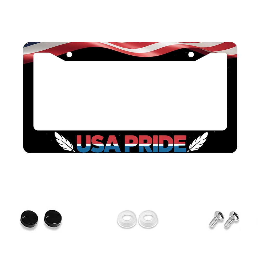 1 قطعة أحمر أبيض أزرق الولايات المتحدة الأمريكية العلم نمط 2 حفرة إطار لوحة الرخصة مادة الألومنيوم 6x12 بوصة مع المسمار مجموعة الرجعية الوطنية سيارة