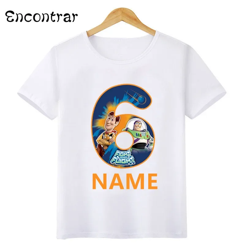 Disney Toy Story Buzz Lightyear Woody Boys T shirt Kids Clothes 1 2 3 4 5 6 7 8 9 Years Birthday Party Girls T-Shirts Baby Tops