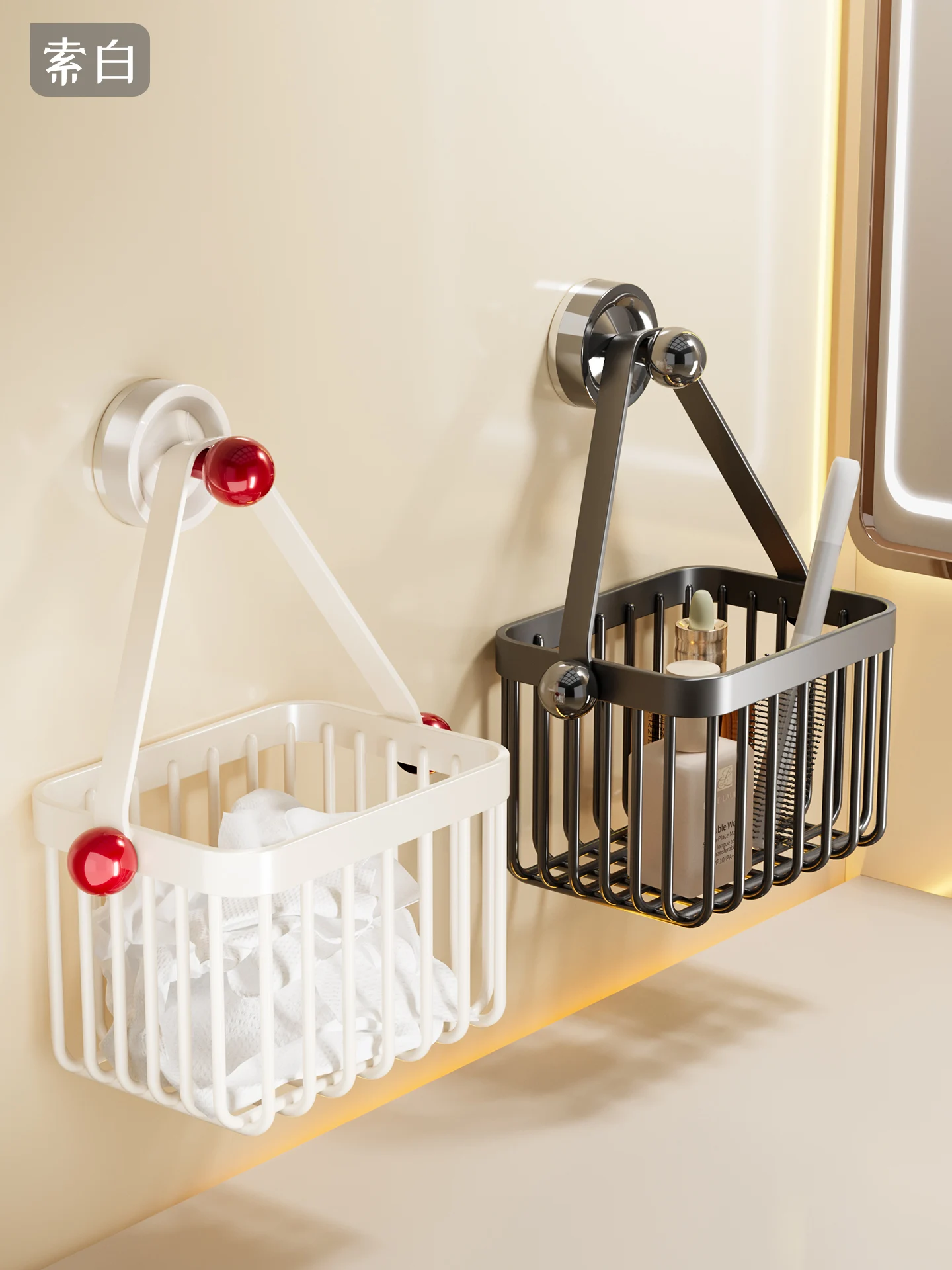 

Экологичная подвесная корзина для хранения с присосками для кухонных принадлежностей, полотенец и салфеток, многоразовая, для дома...