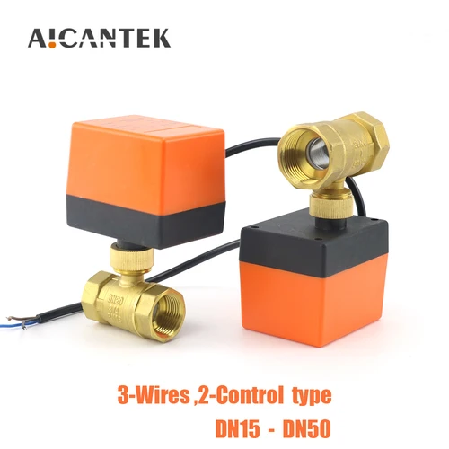 DN15/20/25/32/DN50 AC220V 12V/24V válvula de bola eléctrica de latón bidireccional tres cables dos controles válvula solenoide de 2 vías 1/2 ""3/4"" 1 ""2""