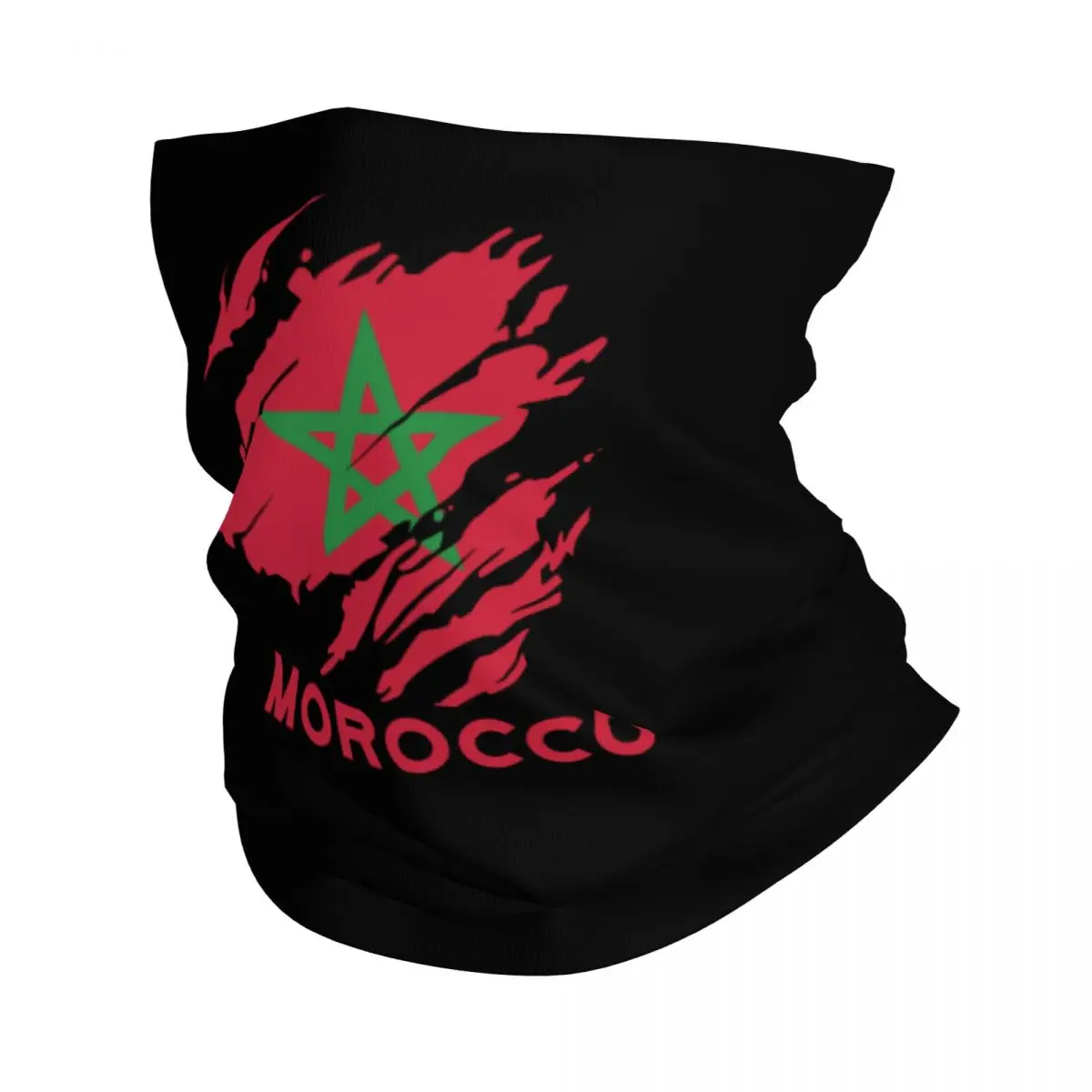 Custom Flag Of Morocco Bandana Winter Neck Warmer Men Windproof Wrap Face Scarf for Ski Moroccan Proud Gaiter Headband