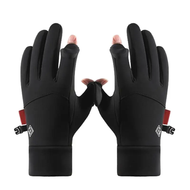 Cycling Gloves Windproof Thermal Gloves With 2 Cut Fingers Warm Winter Gloves Riding Gear For Women Men